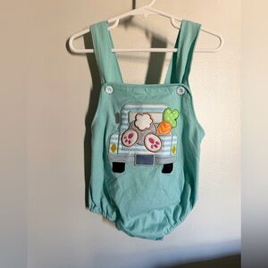 Easter Smocked Bubble Romper with Truck and Bunny